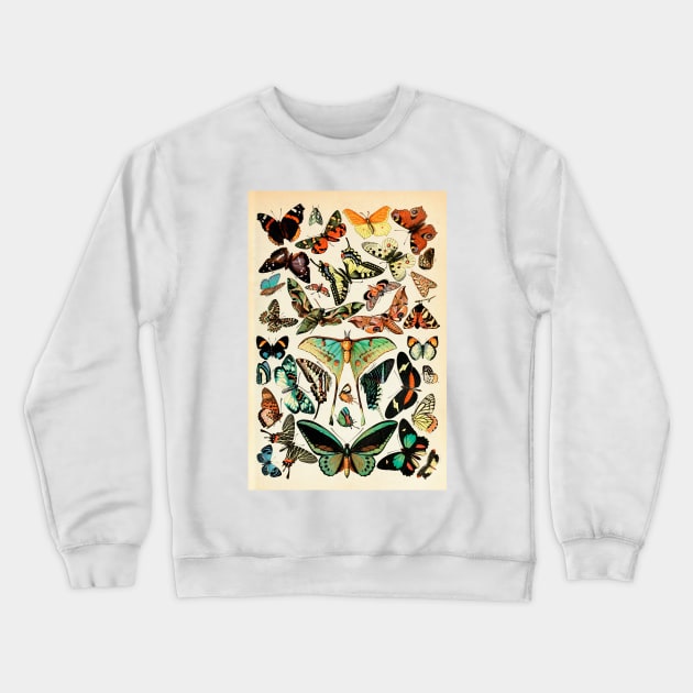 Papillon I Vintage French Butterfly Charts by Adolphe Millot Crewneck Sweatshirt by visionarysea